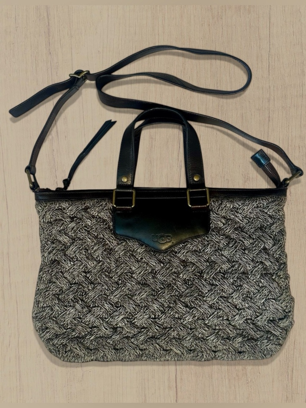 UGG Knit and Leather Shoulder Bag